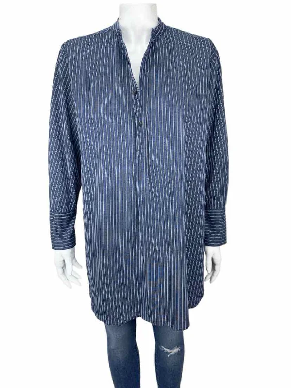 Alexander Olch Women's Striped Shirt Tunic Top Navy/White Size M Striped Floral Plaid