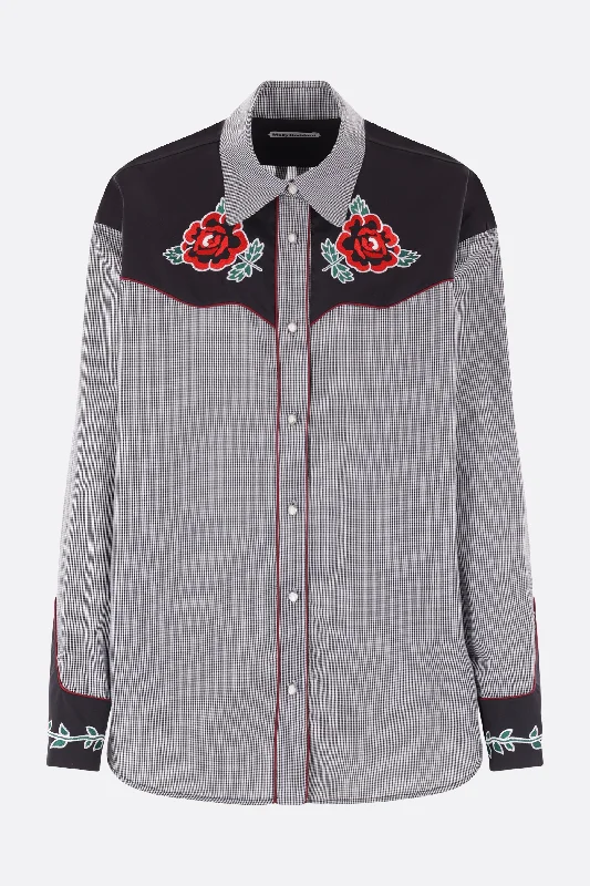 Meredith shirt in Gingham cotton Fleece Nylon Spandex