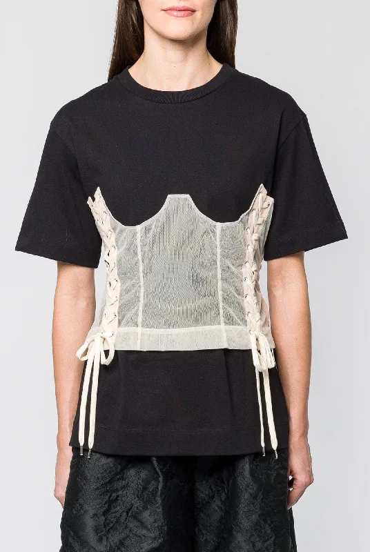 Simone Rocha Boxy T-Shirt With Corset Panel Front Pockets Side Pockets Patch Pockets