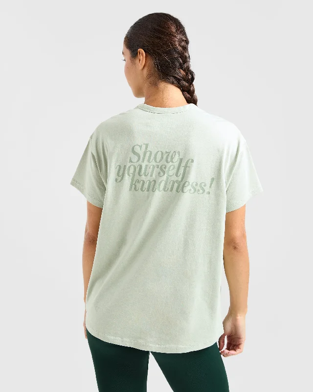 Show Yourself Kindness Oversized T Shirt - Green Plaid T-Shirt Polka Dot Checkered
