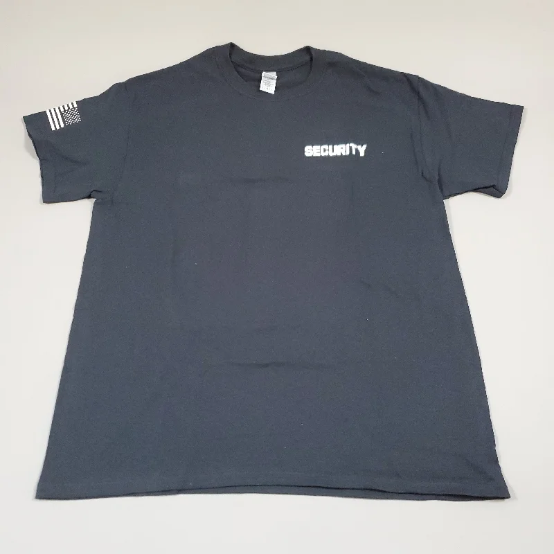 SECURITY GUARD Shirt Event Staff Two-Sided Polo T-Shirt Unisex Sz L Black (New) Hooded Caped Shawl Collar