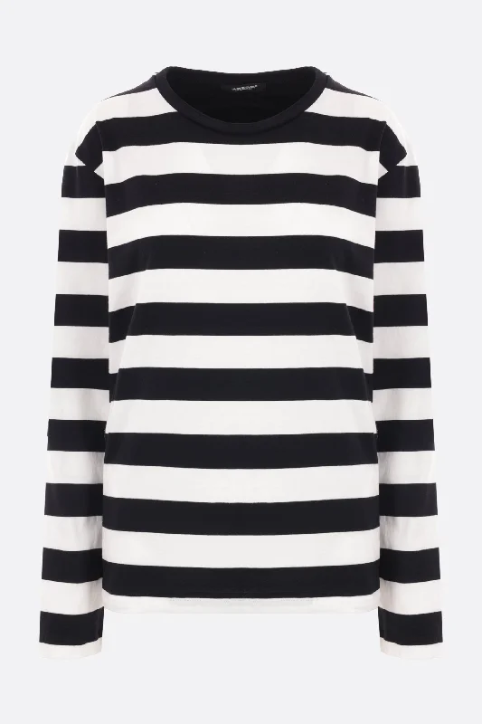 striped jersey long-sleeved t-shirt Seamless Knitted Crochet