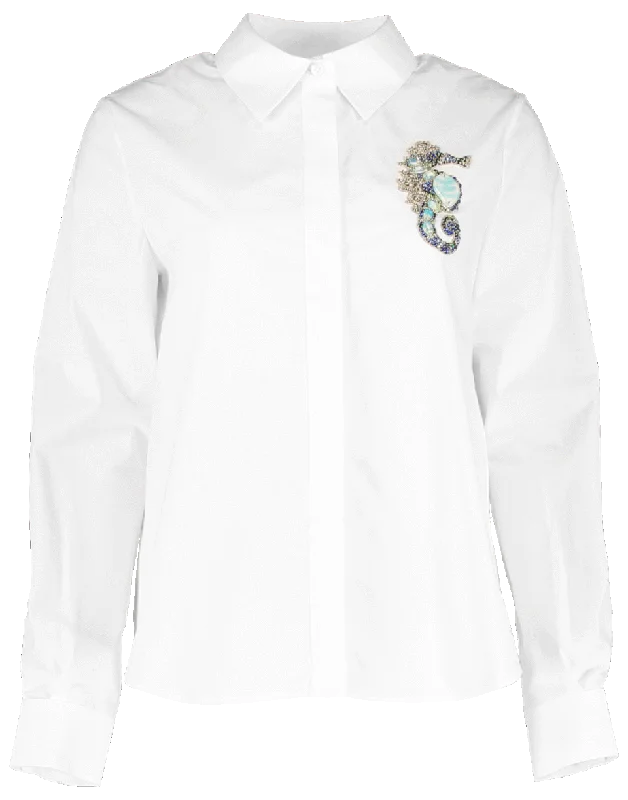 Embroidered Seahorse Shane Shirt Lace Blend Ribbed Blend Corduroy Blend