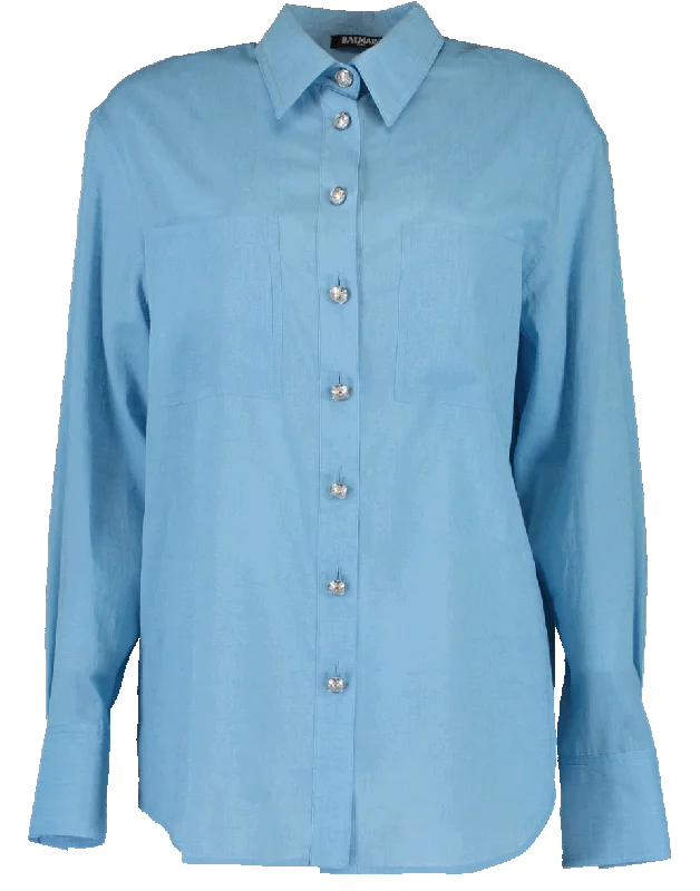 Oversized Transparent Canvas Shirt Embroidered Appliqued Beaded
