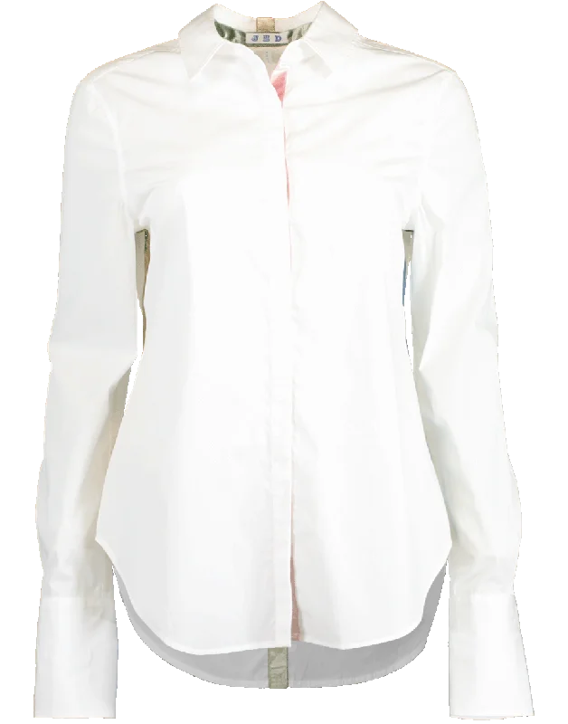 Frangipane Shirt with Velvet Mesh Fabric Canvas Fabric Denim Fabric