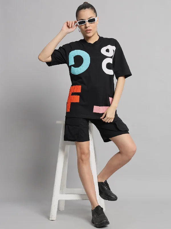 GFL09 Women T-shirt and Short Set Striped Floral Plaid