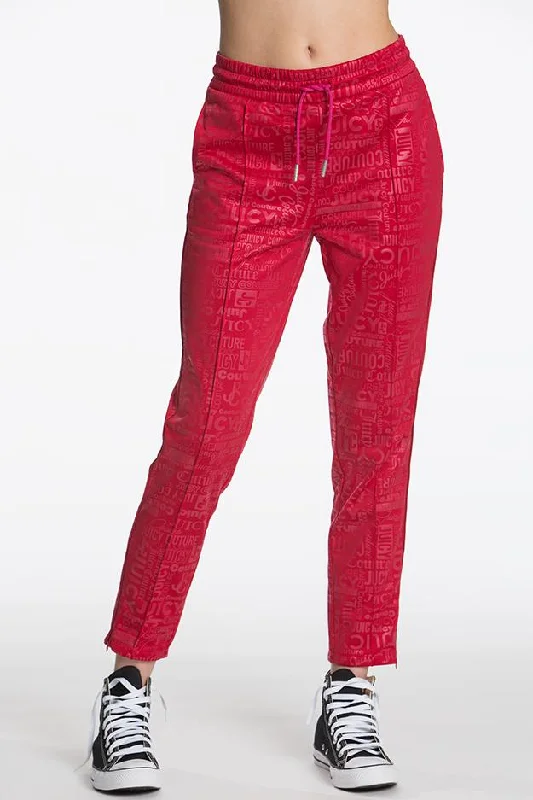 Logo Embossed Tricot Track Pants Chic Black Leggings