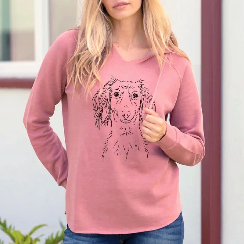 Roux the Long Haired Dachshund - Cali Wave Hooded Sweatshirt Hoodie with Pocket Utility Practical