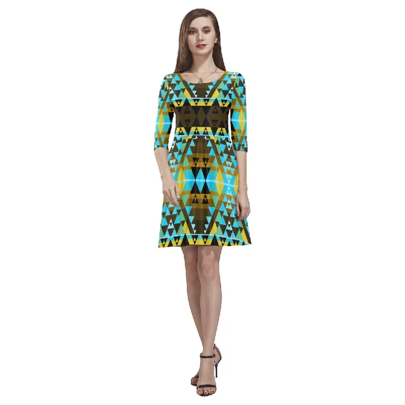Writing on Stone Broken Lodge Tethys Half-Sleeve Skater Dress Tunics Versatile stylish