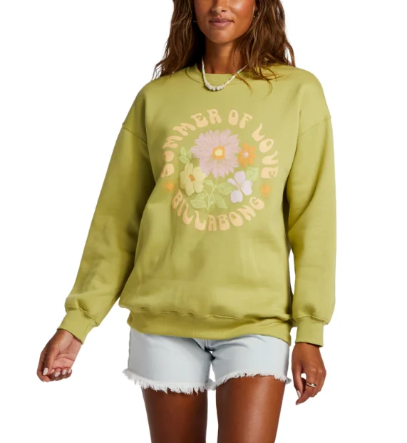 Billabong Womens Lovers Forever Sweatshirt Hoodie with Stripes Bold Sporty