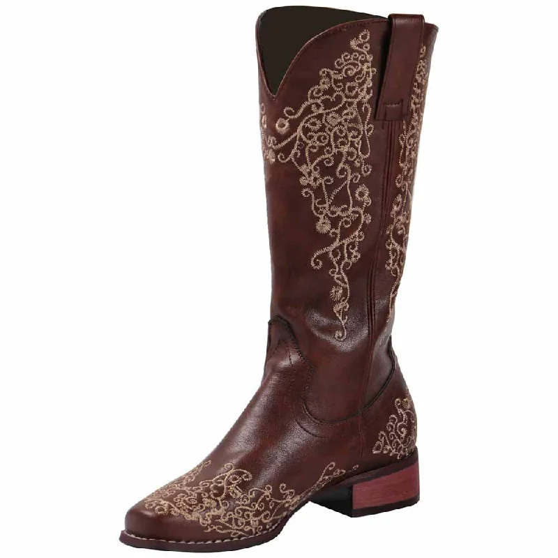 Women Western Boots Cowgirl Boots Ladies Country Dress Boots Crew Neckline Casual