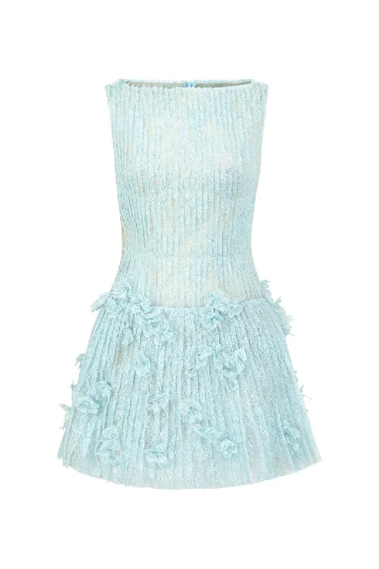 FLAVIA LACE DRESS IN AQUA Tunics Handmade artisanal