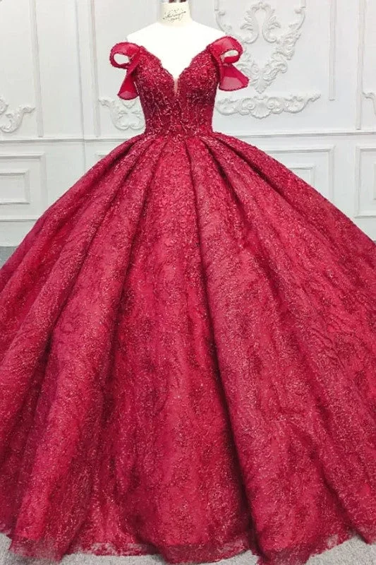 Simple Red V-neck Ball Gown Pleated Lace Up Evening Party Dress Chiffon Maxi Beach
