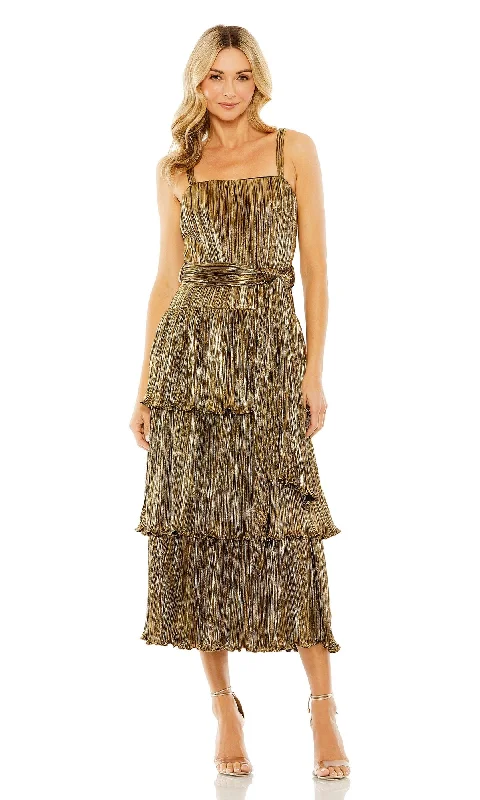 Mac Duggal Tea-Length Metallic Party Dress 27062 Tunics Ceremony elegant