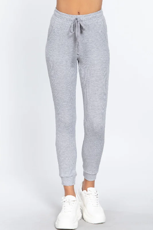 Waist Band Side Pocket Thermal Pants Casual Sweatpants Style