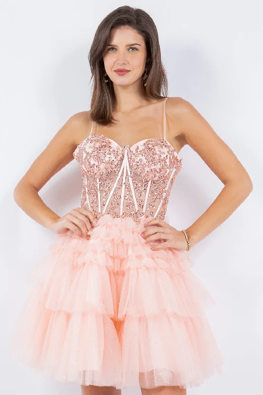 Sweetheart Corset Top Detailed Multi Layered Skirt Cocktail Dress for Women, Sizes XS-3XL Tunics Lace romantic