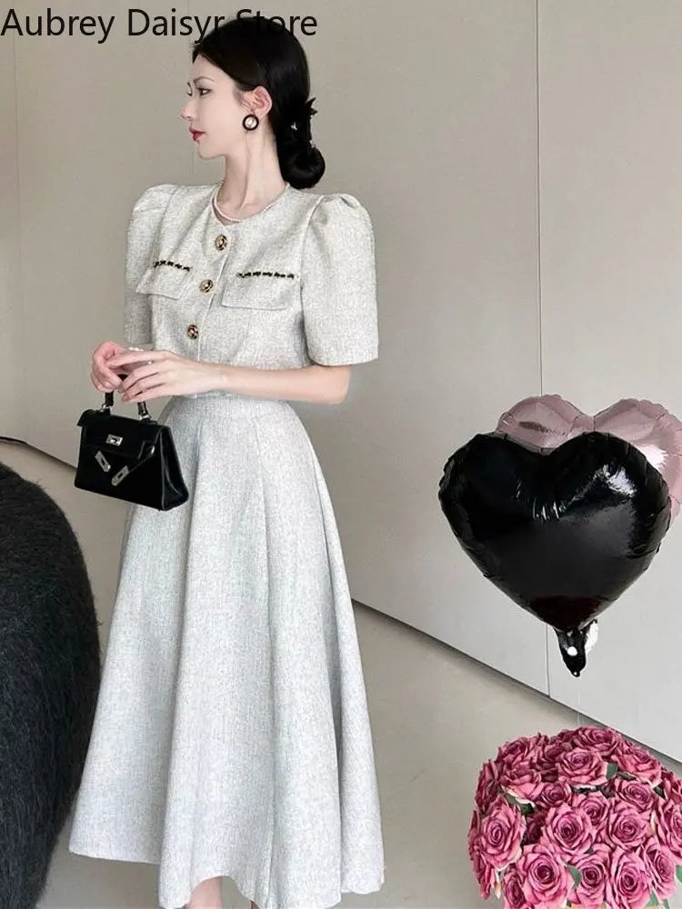 Yipinpay Long Dress Set Women Korean Fashion Vintage Office Lady Chic Formal Occasion Dress Casual Slim Evening Party Dress New Tunics Mesh breathable