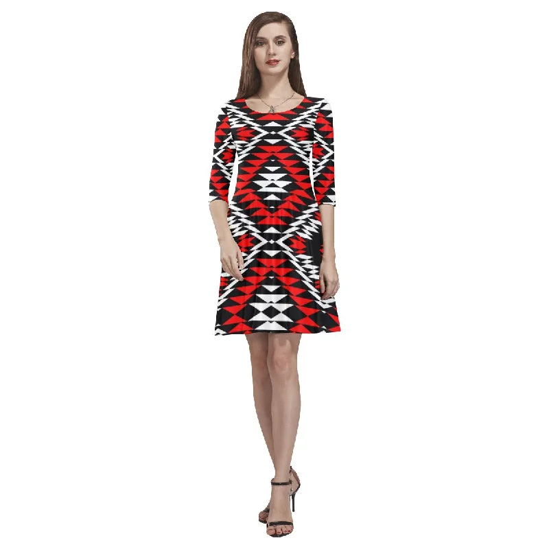 Taos Wool Tethys Half-Sleeve Skater Dress Tunics Evening elegant