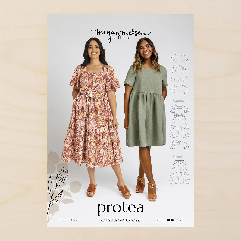 Megan Nielsen Protea Dress & Top & Skirt 0-20 Tunics Sophisticated sleek