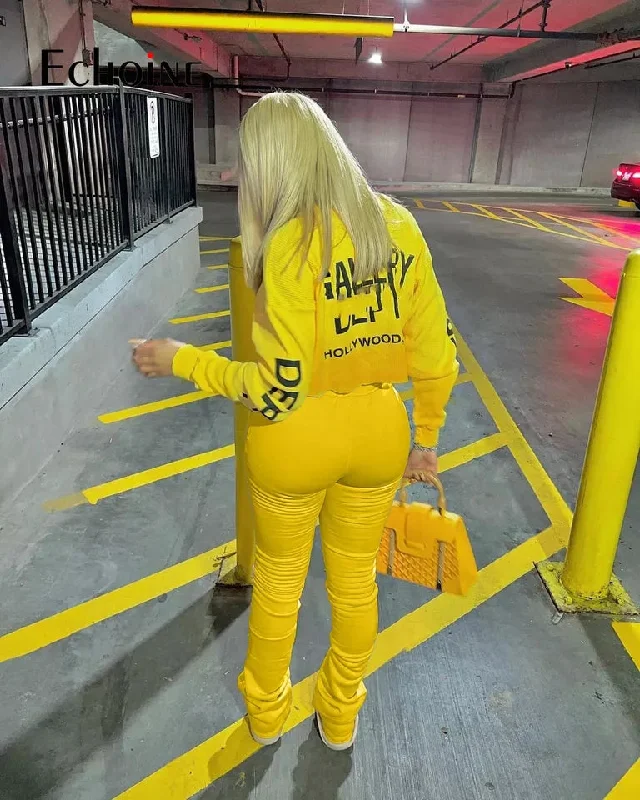Spring Sexy Crop Top + Boot Cut Pants Set Gallery Dept. Crop Top Seamless Stretchy