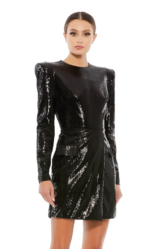 Long Sleeve Short Black Sequin Party Dress 26724 Tunics Stylish elegant