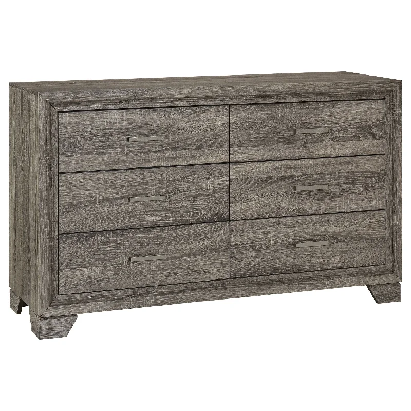 Wright - 6-Drawer Dresser Cabinet - Brown Oak Tunics Fleece cozy