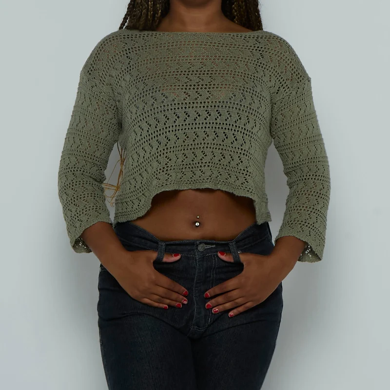 Crochet Crop Top - UK 10 Satin Fabric Silk Fabric Chiffon Fabric