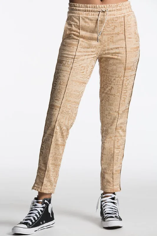 Logo Embossed Tricot Track Pants Soft Stretch Pants