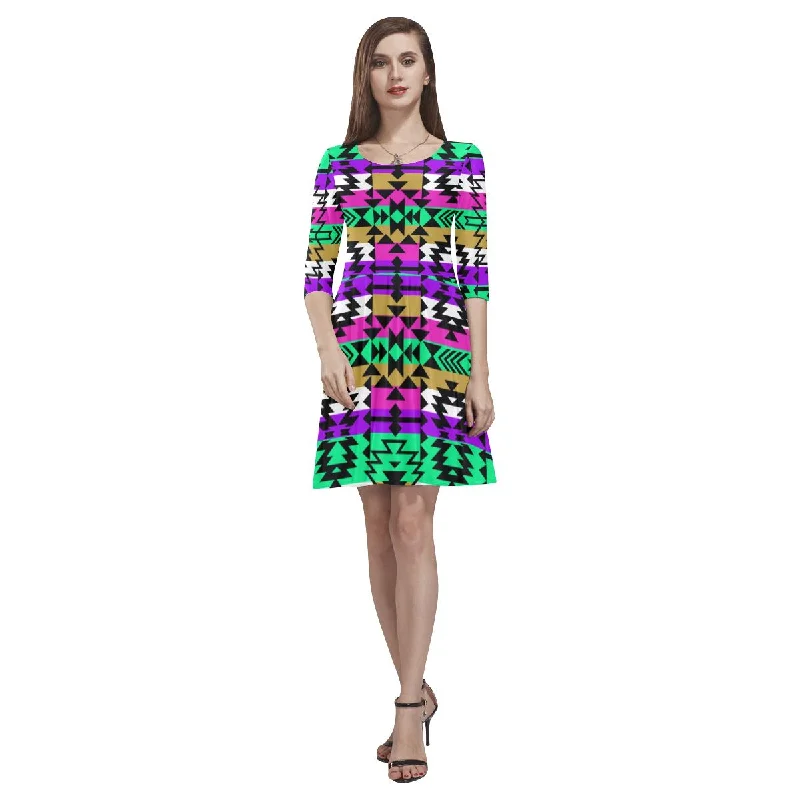 Final Grand Entry Tethys Half-Sleeve Skater Dress Tunics Business professional