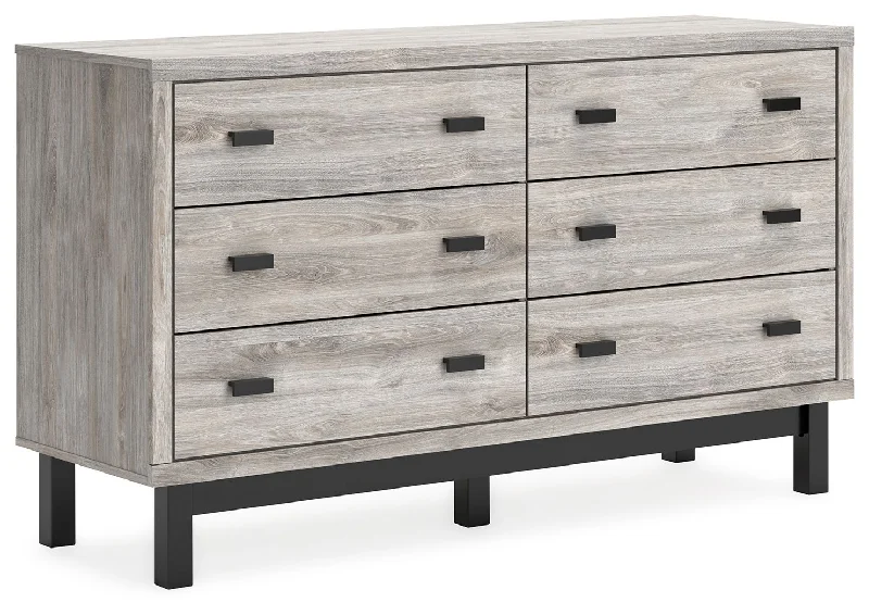 Vessalli - Black / Gray - Six Drawer Dresser Cowl Neckline Elegant