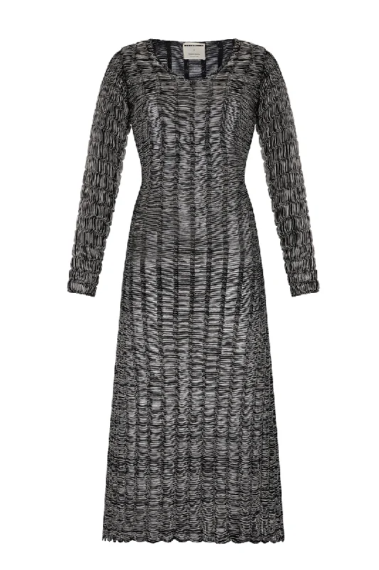 CAO BLACK AND BEIGE MELANGE DRESS Tunics Mesh breathable