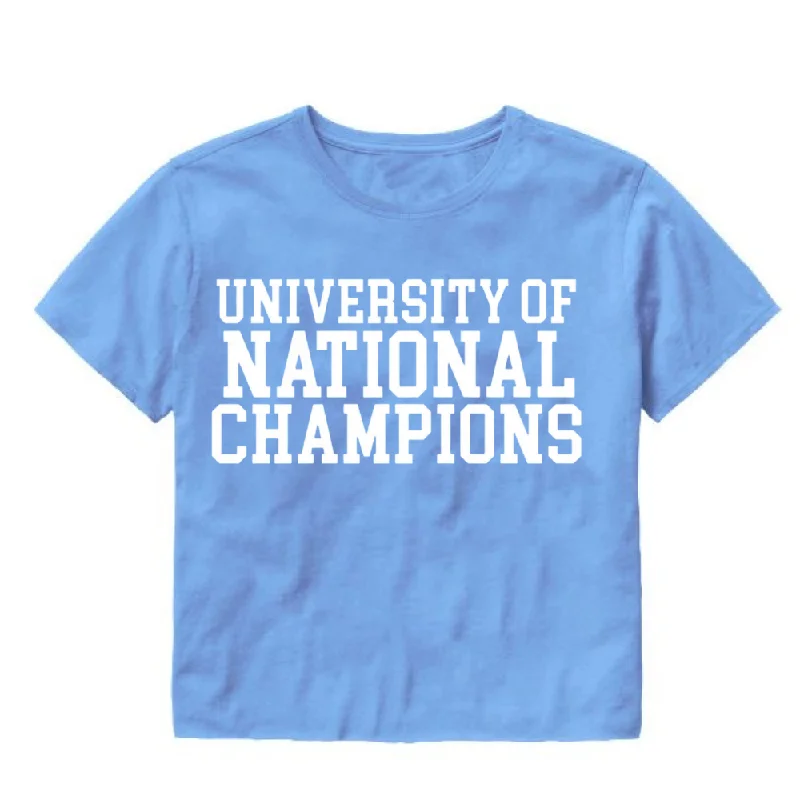 University of National Champions Crop Top by Shrunken Head Wool Fabric Cashmere Fabric Tweed Fabric