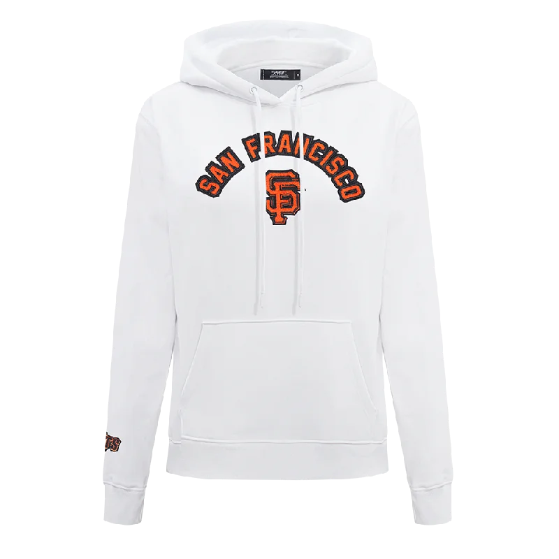 MLB SAN FRANCISCO GIANTS CLASSIC WOMEN'S PO HOODIE (WHITE) Hoodie with Double Zipper Versatile Adjustable
