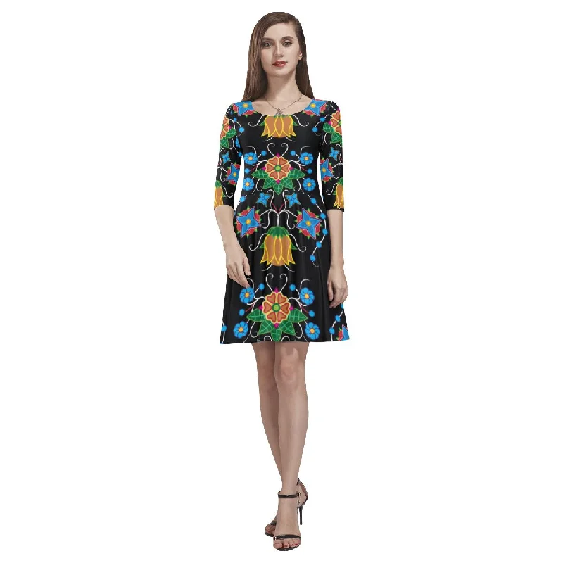 Floral Beadwork Four Mothers Tethys Half-Sleeve Skater Dress Tunics Sophisticated sleek
