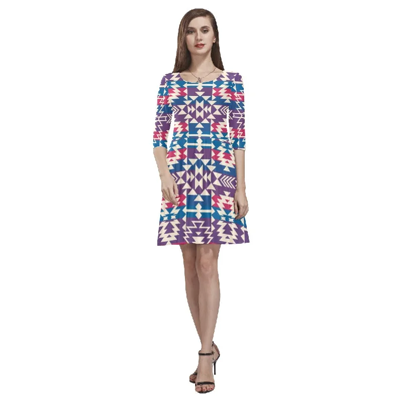 Grand Entry Women's Fancy Tethys Half-Sleeve Skater Dress Tunics Yoga stretchy
