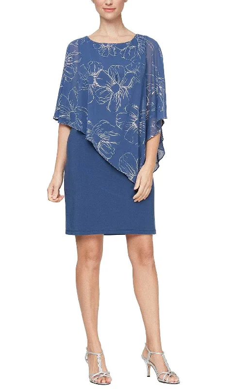 SLNY 9179146 - Floral Capelet Sheath Dress Tunics Bridal satin