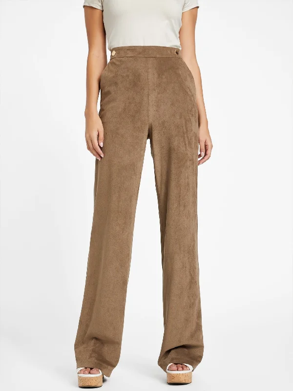 Lerika Faux-Suede Pants Cozy Full-Length Pants