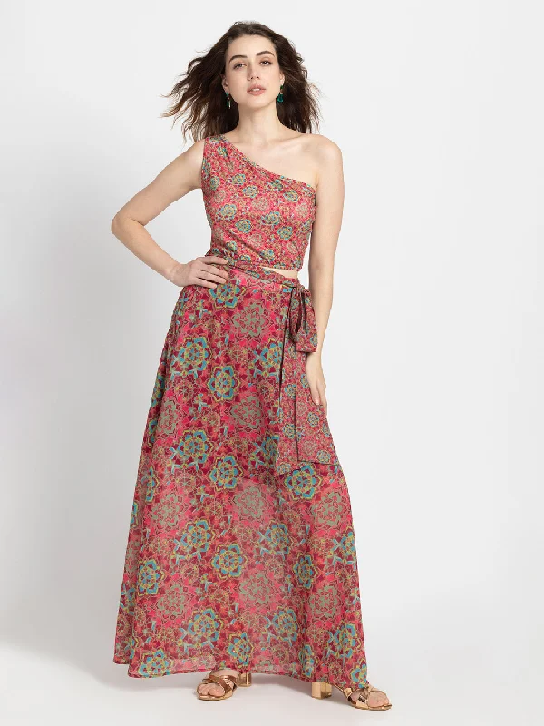 Ethnic Skirt And Crop Top Fleece Nylon Spandex