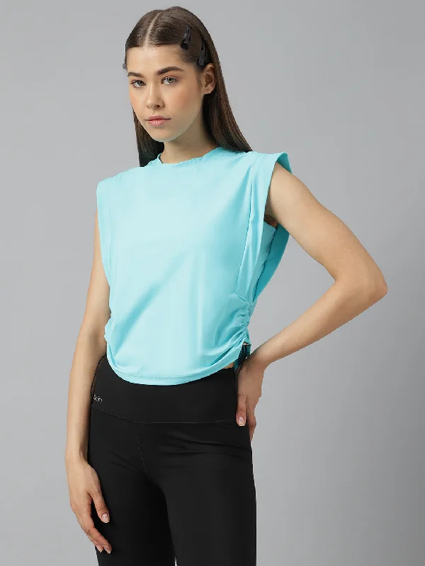 Women's side pull up crop top Polka Dot Checkered Tartan