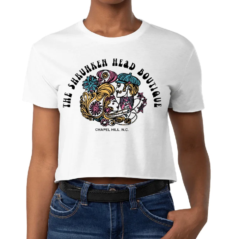 Shrunken Head Boutique Logo Crop Top in White Anti-Pilling Machine Wash Handmade