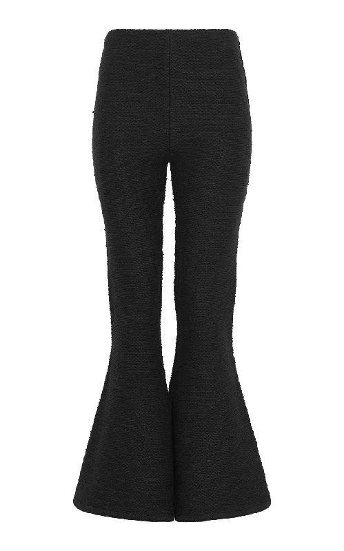 Karpo Flare Cropped Knit Pant in Black Cashmere Silk Trendy Printed Leggings