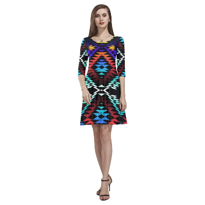 Taos Morning and Midnight Tethys Half-Sleeve Skater Dress Tunics Distressed trendy