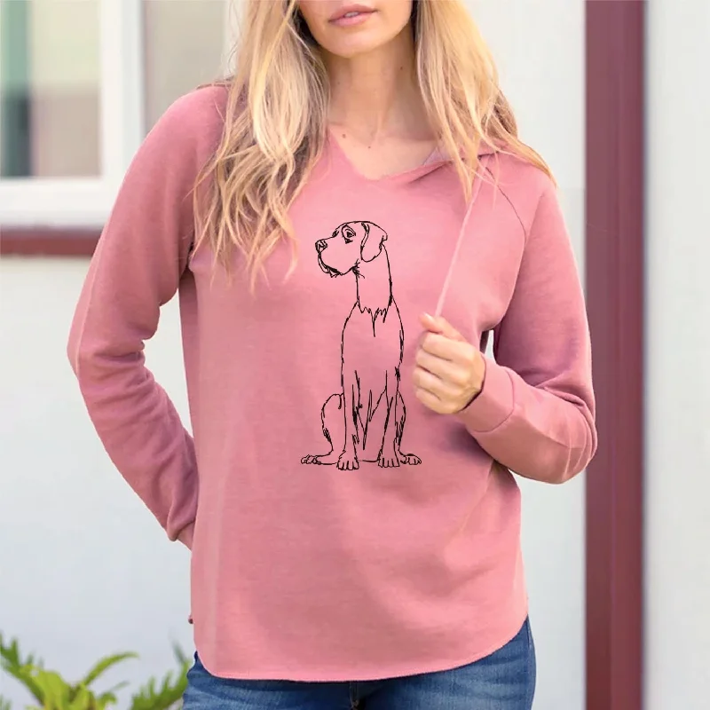 Doodled Great Dane - Cali Wave Hooded Sweatshirt Hoodie with Elastic Cuffs Stretchable Comfortable