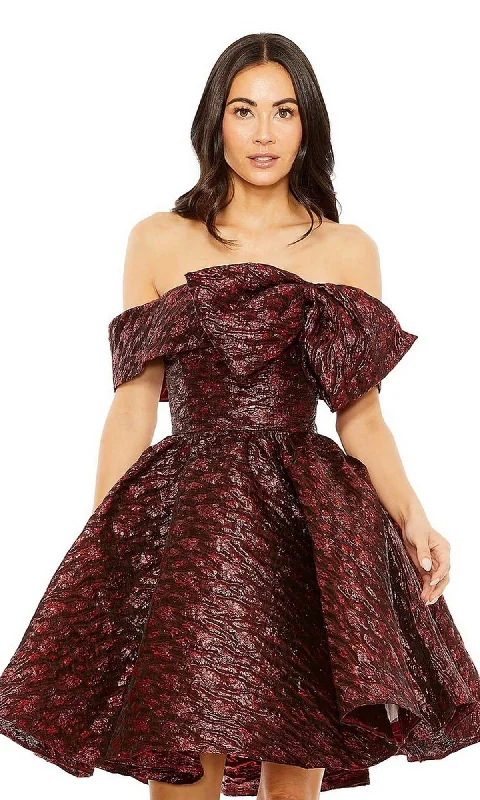 Off-Shoulder Dark Red Party Dress 68622 by Mac Duggal Tunics Prom sequined