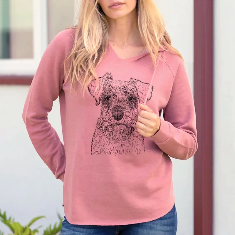 Smokey the Miniature Schnauzer - Cali Wave Hooded Sweatshirt Hoodie with Mock Neck Collared Structured