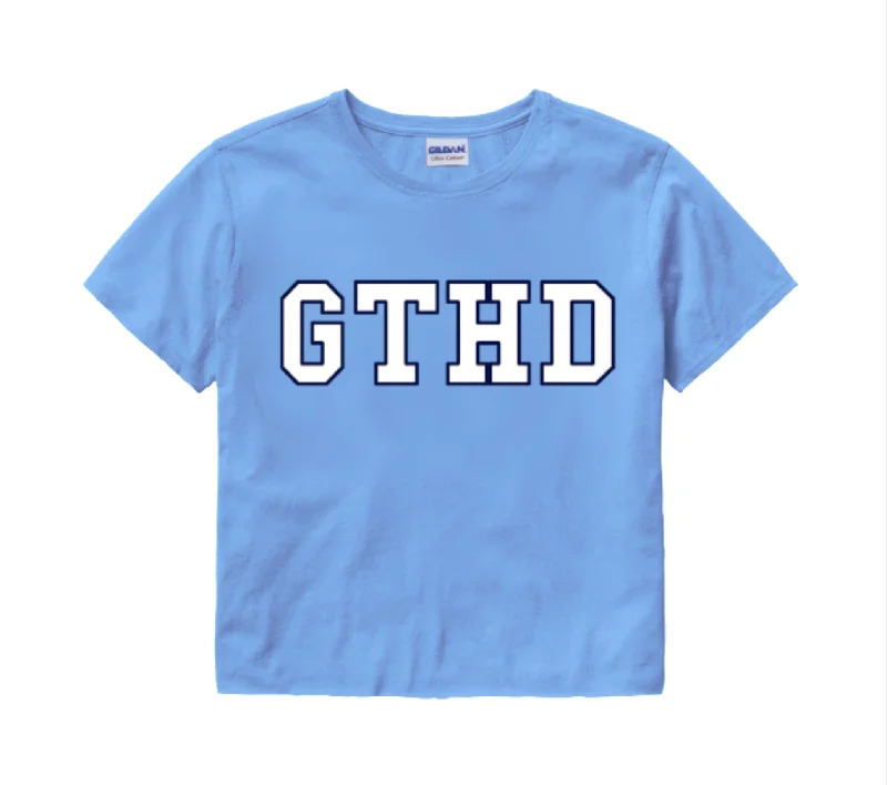 UNC Crop Top Carolina Blue with GTHD Design Layered Multi-layer Single Layer