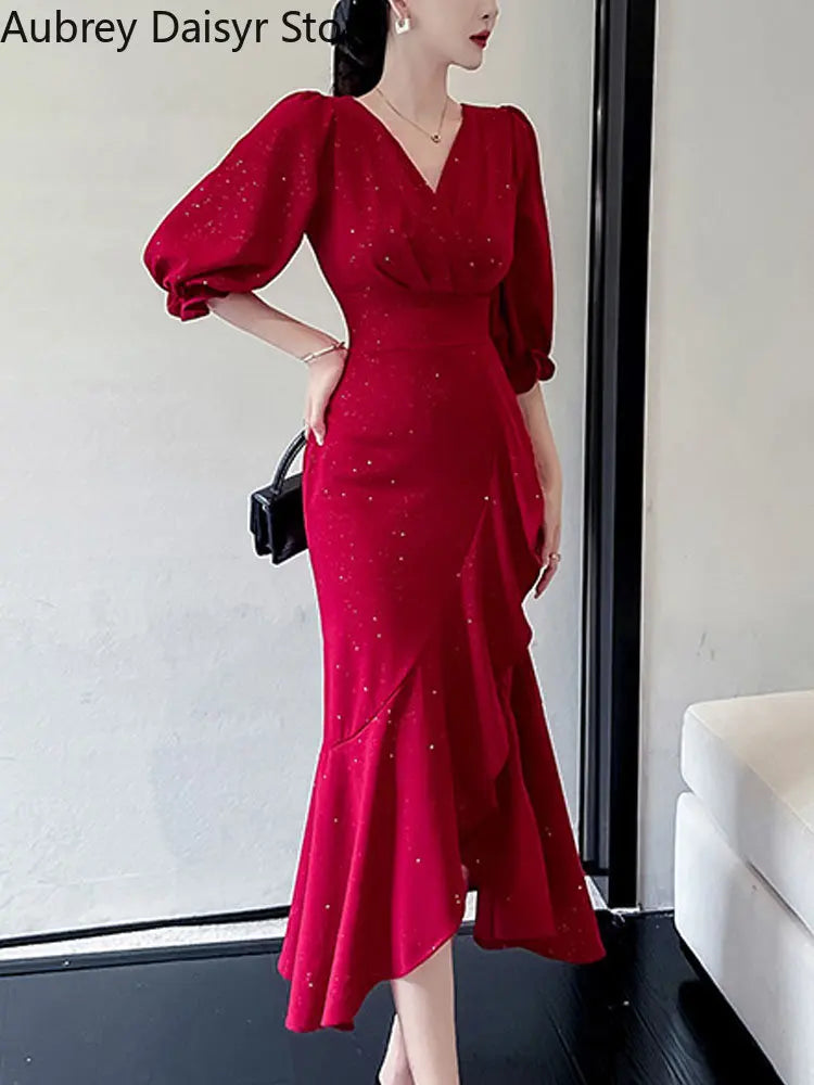 Red sequin dress
