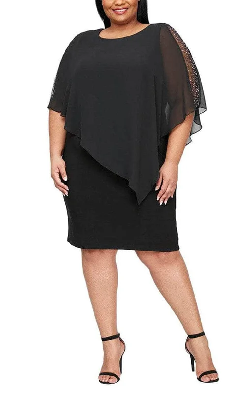 SLNY 9477437 - Beaded Cape Sheath Dress Tunics Ceremony elegant