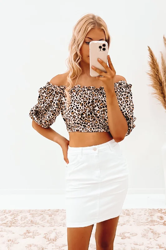 Angelina Crop Top Leopard Anti-Shrink Durable Soft