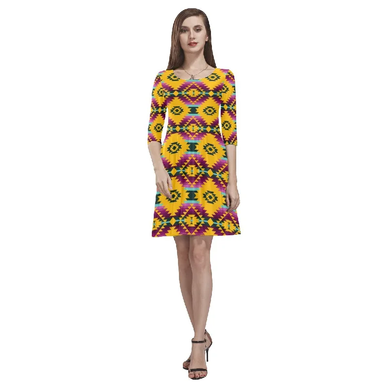 Cree Confederacy Summer Gathering Tethys Half-Sleeve Skater Dress Tunics Versatile stylish